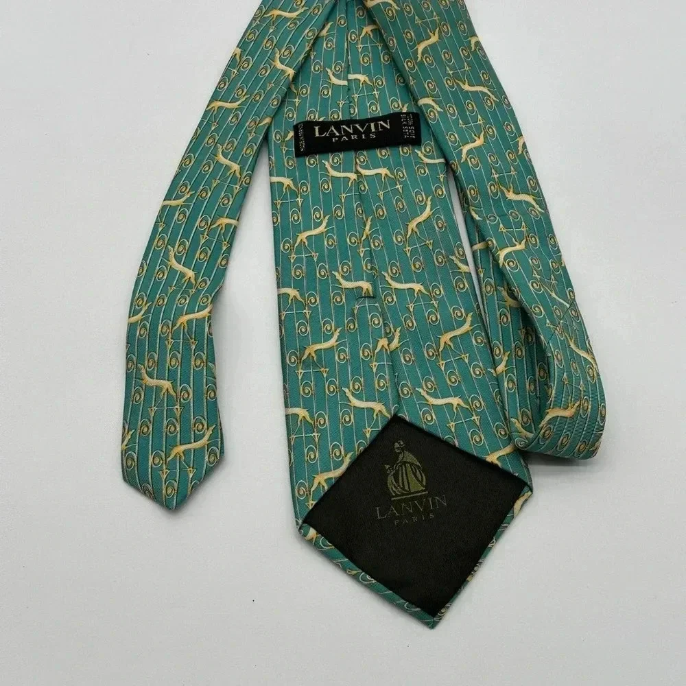 Lanvin Paris‎ Tie Green Men’s 100% Silk Made In Paris